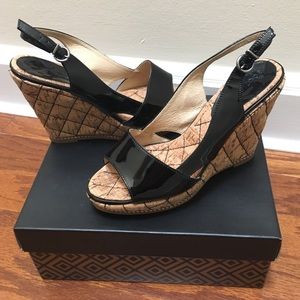 Boutique 58 Open-Toe Wedges, Size 7